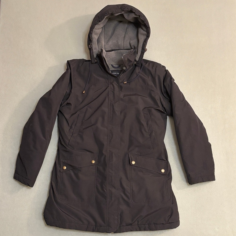 Lands End Womens Squall Parka Jacket Black 394652 Medium 10-12 Ski Jacket